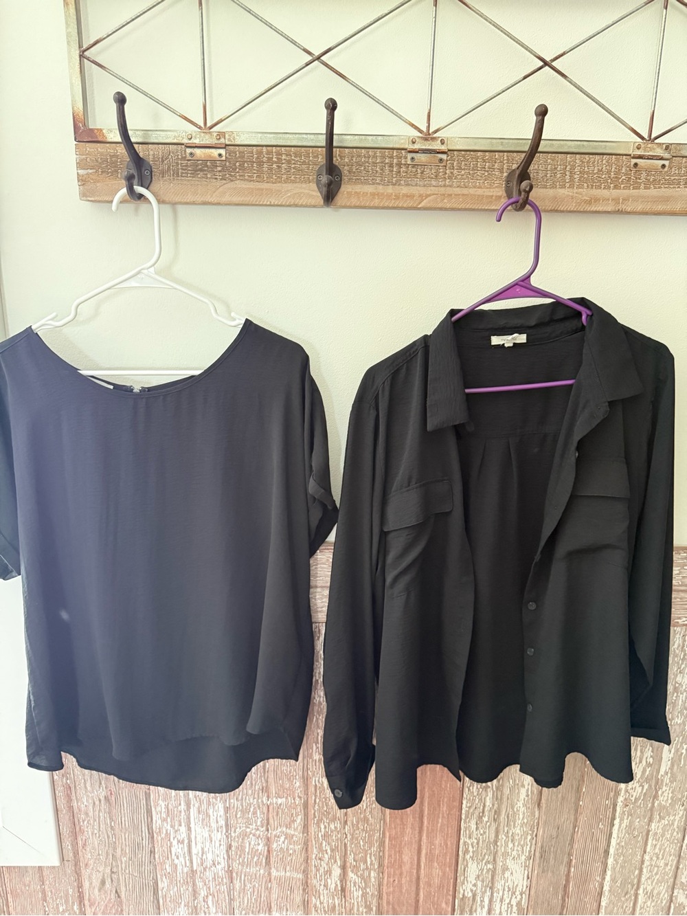 Women's Maurice’s XL Lot- Black Short Sleeve Top & Button Shirt